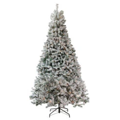 12' Pre-Lit Heavily Flocked Pine Medium Artificial Christmas Tree - Clear Lights