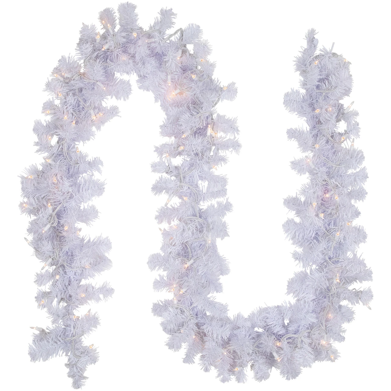 9' X 10" Pre-lit White Iridescent Mixed Pine Artificial Christmas Garland - Clear Lights 1 9' X 10" Pre-lit White Iridescent Mixed Pine Artificial Christmas Garland - Clear Lights