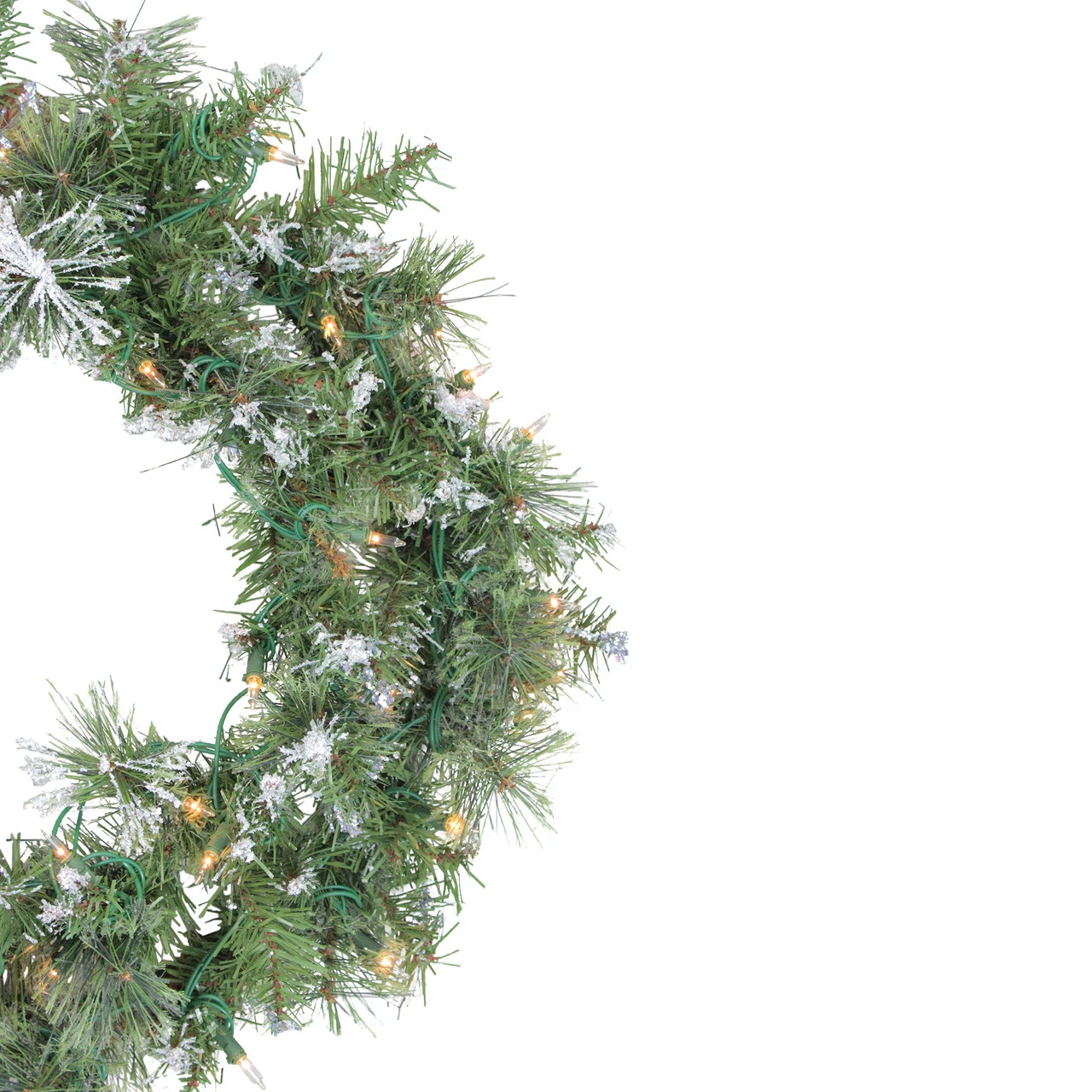 Pre-Lit Snow Mountain Pine Artificial Christmas Wreath - 24-Inch, Clear Lights 2 Pre-Lit Snow Mountain Pine Artificial Christmas Wreath - 24-Inch, Clear Lights - Image 2