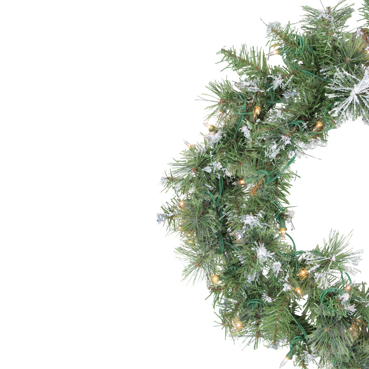 Pre-Lit Snow Mountain Pine Artificial Christmas Wreath - 24-Inch, Clear Lights 3 Pre-Lit Snow Mountain Pine Artificial Christmas Wreath - 24-Inch, Clear Lights - Image 3