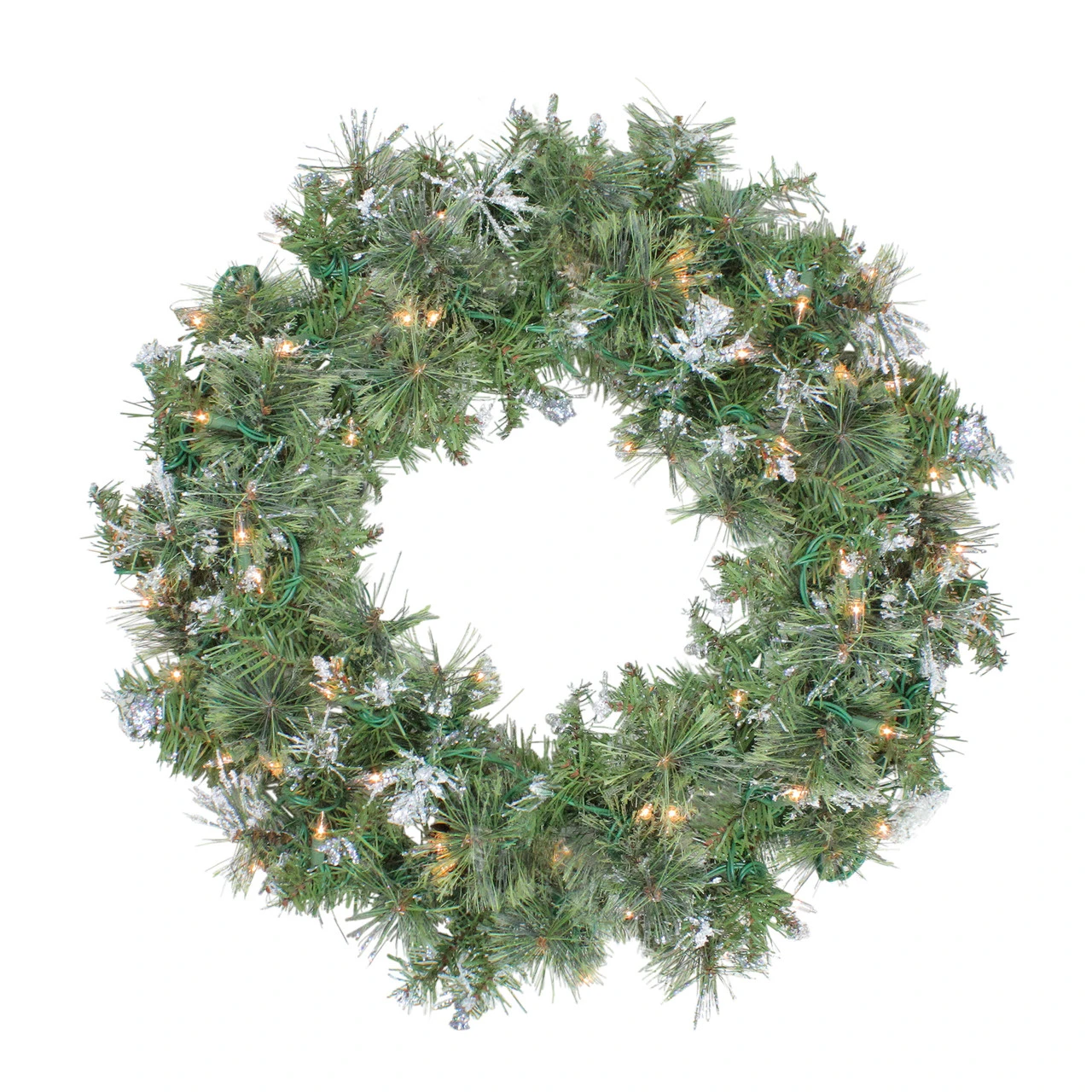 Pre-Lit Snow Mountain Pine Artificial Christmas Wreath - 24-Inch, Clear Lights 1 Pre-Lit Snow Mountain Pine Artificial Christmas Wreath - 24-Inch, Clear Lights