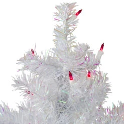 3' Pre-Lit Slim White Iridescent Pine Artificial Christmas Tree - Pink Lights -Best Christmas Store northlight m88687 2 69251.1667530562