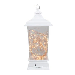 12" Battery Operated White Tapered Lantern With Rice Lights Tabletop Decoration -Best Christmas Store northlight mw90997 2 sample 68773.1667666255