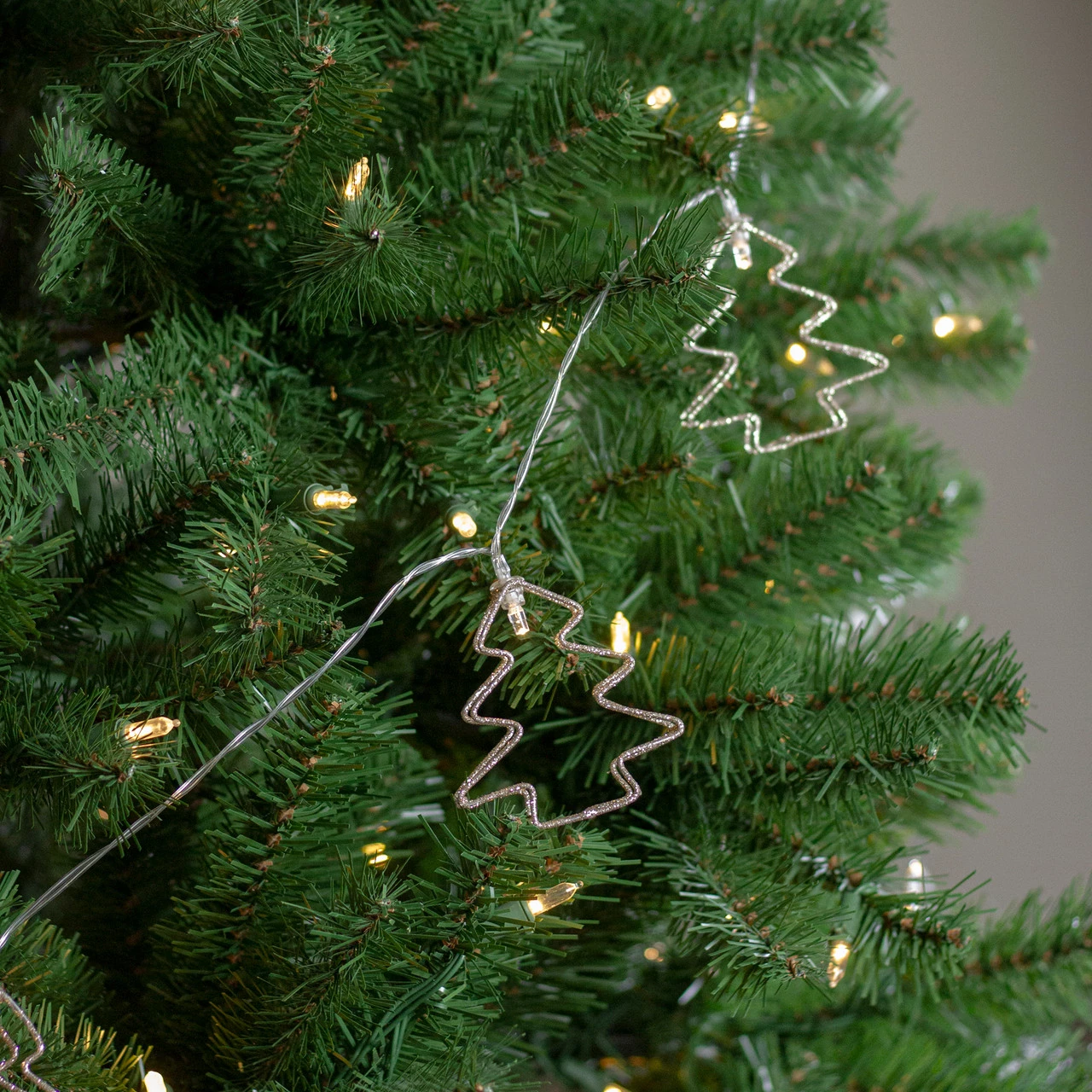 4' LED Lighted B/O Gold Wire Mini Tree Christmas Garland - Warm White Lights 2 4' LED Lighted B/O Gold Wire Mini Tree Christmas Garland - Warm White Lights - Image 2