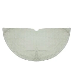 48" Solid White Quilted Christmas Tree Skirt With Velvet Trim