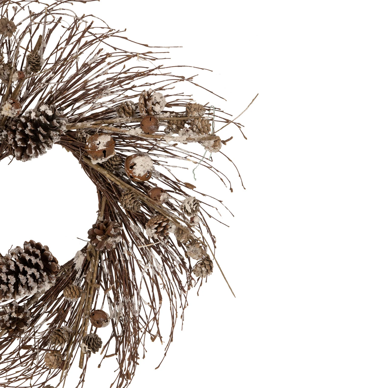 Iced Pine Cones And Bells Christmas Twig Wreath, 20-Inch, Unlit 3 Iced Pine Cones And Bells Christmas Twig Wreath, 20-Inch, Unlit - Image 3