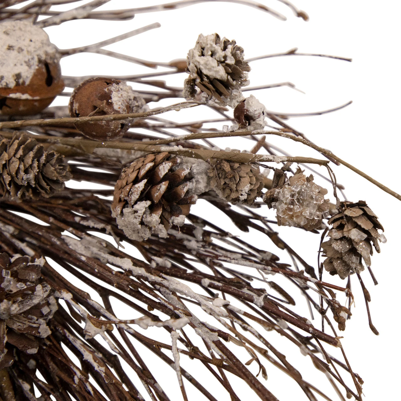 Iced Pine Cones And Bells Christmas Twig Wreath, 20-Inch, Unlit 2 Iced Pine Cones And Bells Christmas Twig Wreath, 20-Inch, Unlit - Image 2