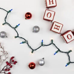 100-Count Blue And Clear Mini Christmas Light Set, 20 Ft Green Wire -Best Christmas Store northlight nl02338 3 36880.1683556731