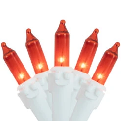 100-Count Orange Mini Christmas Lights Set, 20.25ft White Wire