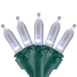 50ct Pure White LED Mini Christmas Lights, 16.25ft Green Wire