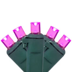 50ct Pink LED Wide Angle Christmas Lights, 16.25ft Green Wire