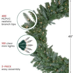 Pre-Lit Granville Fraser Fir Artificial Christmas Wreath, 48-Inch, Clear Lights -Best Christmas Store northlight nl02575 1 37571.1667553564