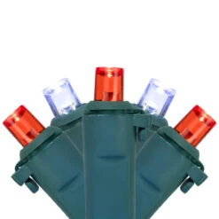 50ct Red And White LED Wide Angle Christmas Lights, 16.25ft Green Wire