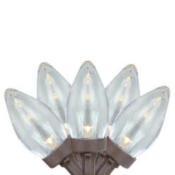 25 Warm White LED C7 Christmas Lights - 16 Ft Brown Wire