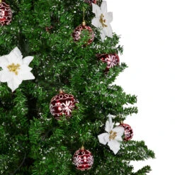 6' Green And Red Musical Lighted Snowing Artificial Christmas Tree, White LED Lights -Best Christmas Store northlight r92477 2 75822.1668612053