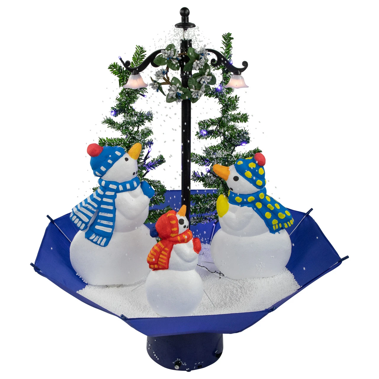 30" Lighted Musical Snowing Snowman Family In Umbrella Base Christmas Decoration 1 30" Lighted Musical Snowing Snowman Family In Umbrella Base Christmas Decoration