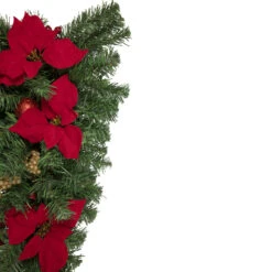 30'' Red Poinsettia And Gold Pine Cone Artificial Christmas Teardrop Swag, Unlit -Best Christmas Store northlight s04189 2 updated 51468.1667655048