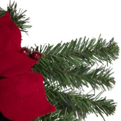 30'' Red Poinsettia And Gold Pine Cone Artificial Christmas Teardrop Swag, Unlit -Best Christmas Store northlight s04189 3 updated 68031.1667655048