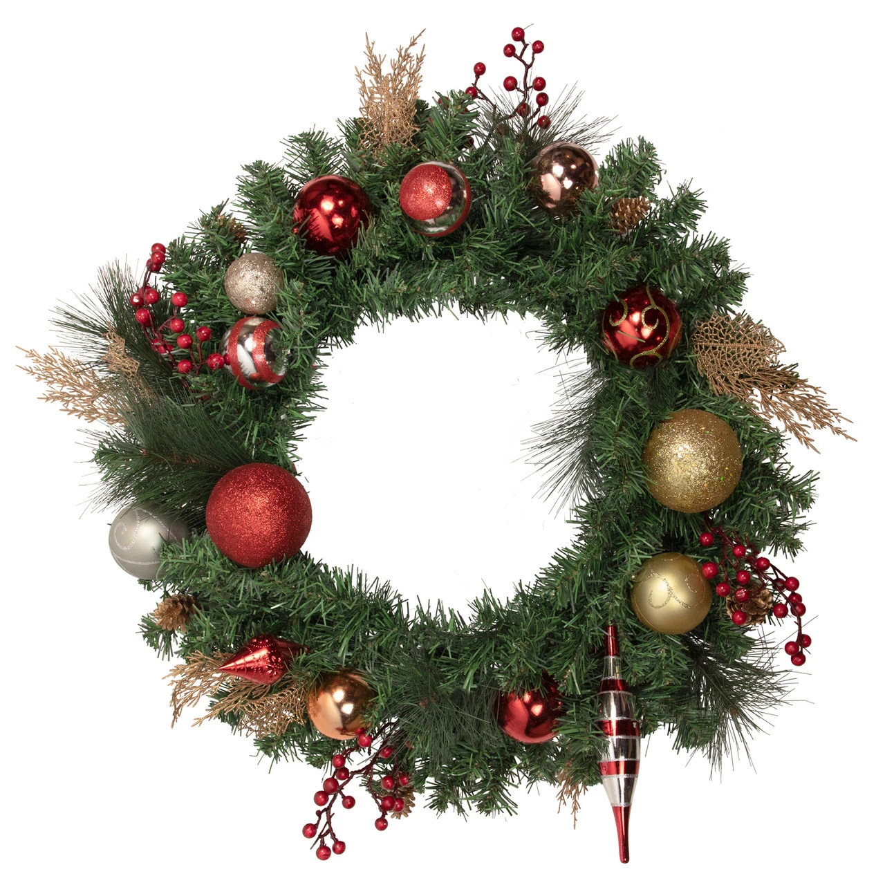 Green Mixed Foliage And Ornaments Artificial Christmas Wreath, 30-Inch, Unlit 1 Green Mixed Foliage And Ornaments Artificial Christmas Wreath, 30-Inch, Unlit