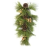30" Pine Needles With Pinecones And Golden Antlers Artificial Christmas Teardrop Swag - Unlit