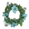 Peacock Poinsettia Artificial Christmas Wreath - 24-Inch, Unlit