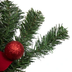 32" Red Poinsettia Pine Cone And Ball Artificial Christmas Teardrop Swag, Unlit -Best Christmas Store northlight s84899 3 updated 36130.1671838565