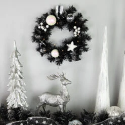 16" Pre-Lit Decorated Black Pine Artificial Christmas Wreath, Cool White LED Lights 9 16" Pre-Lit Decorated Black Pine Artificial Christmas Wreath, Cool White LED Lights -Best Christmas Store northlight s92630 styled 2 24915.1684340674