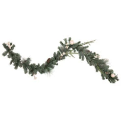 6' X 12" Pre-Lit Decorated Pine Artificial Christmas Garland, Warm White LED Lights