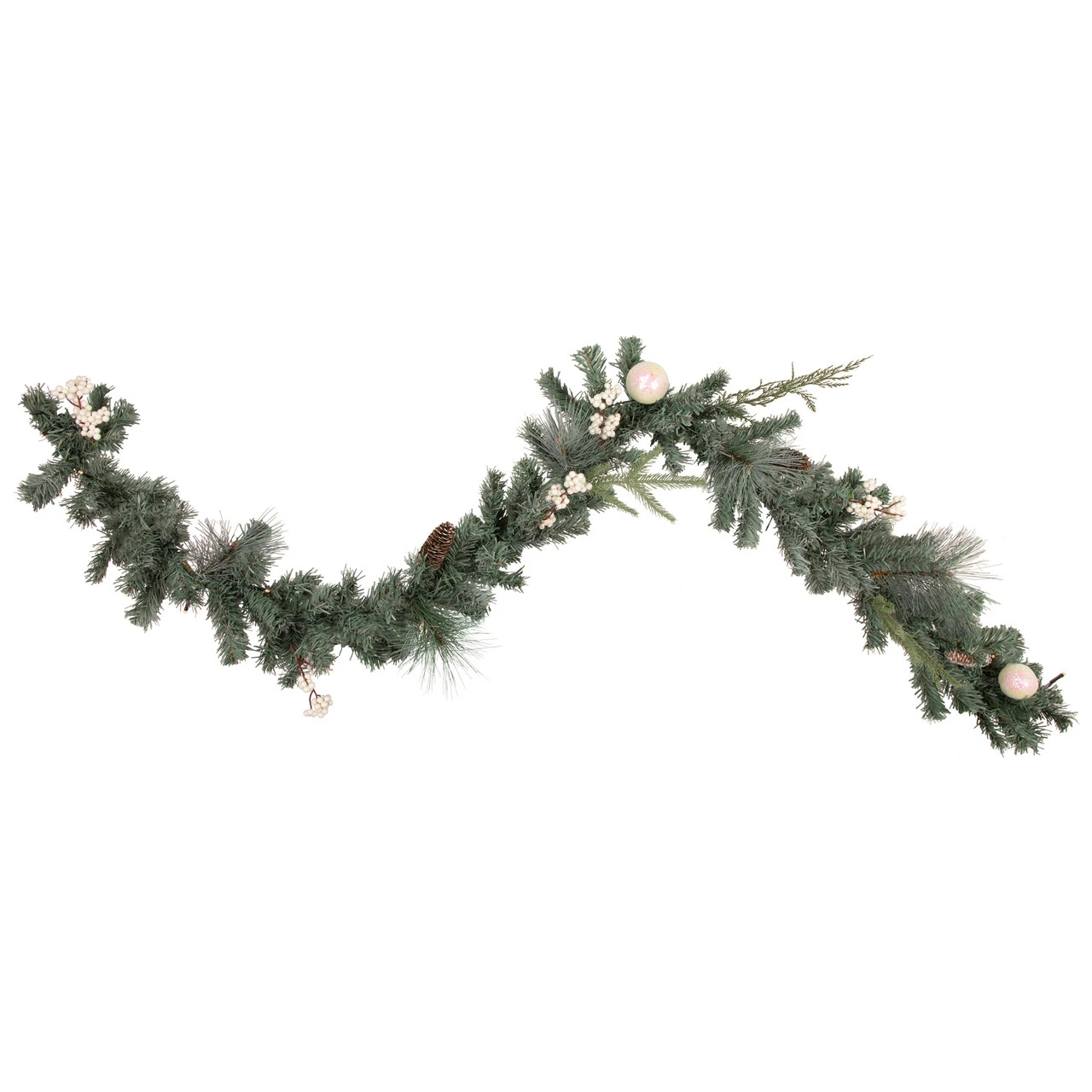 6' X 12" Pre-Lit Decorated Pine Artificial Christmas Garland, Warm White LED Lights 1 6' X 12" Pre-Lit Decorated Pine Artificial Christmas Garland, Warm White LED Lights