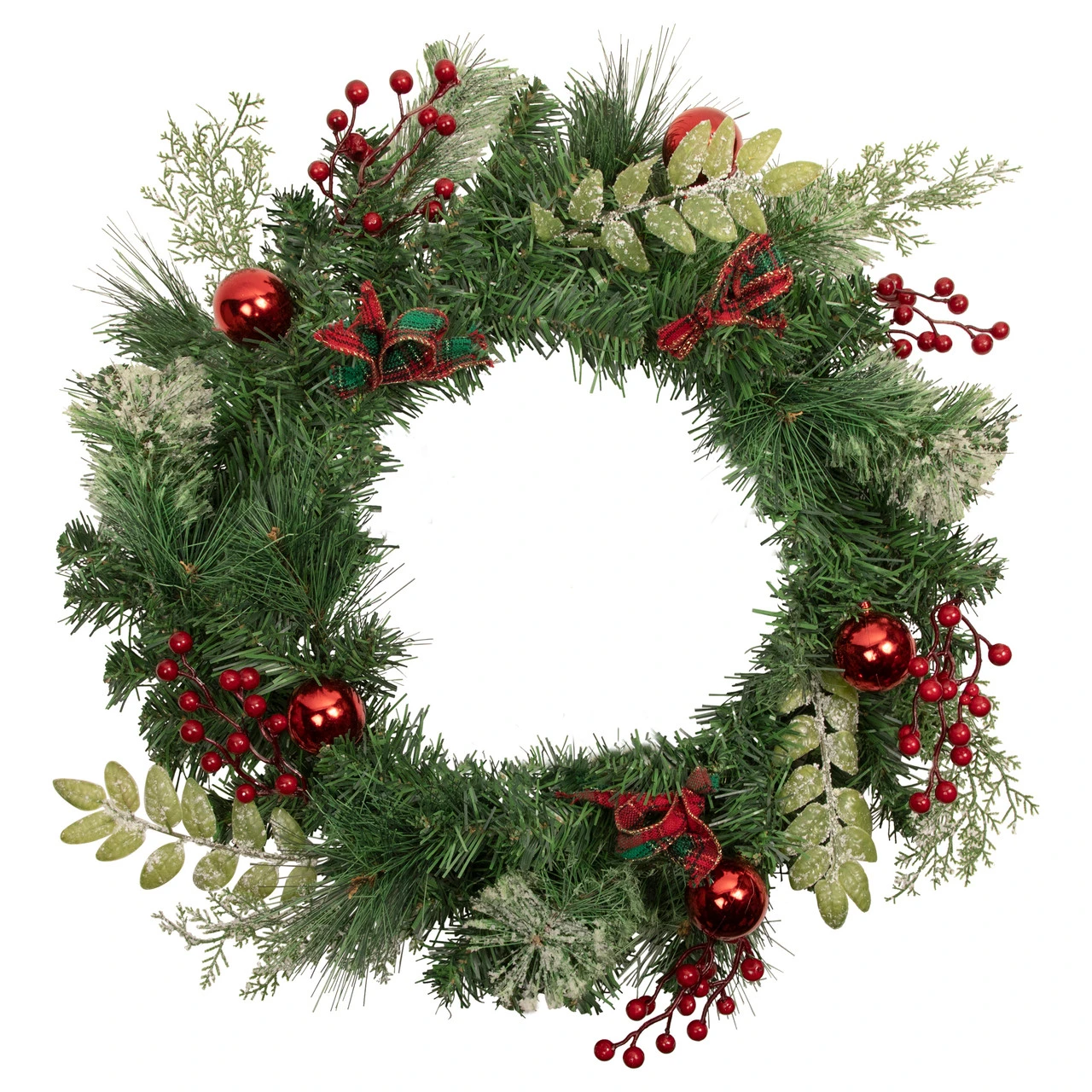 Decorated Frosted Pine And Pine Cone Artificial Christmas Wreath, 24-Inch, Unlit 1 Decorated Frosted Pine And Pine Cone Artificial Christmas Wreath, 24-Inch, Unlit