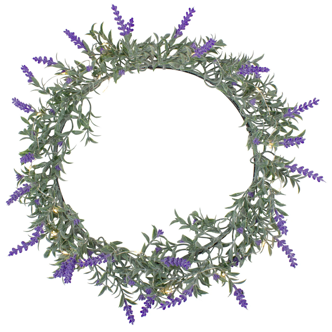 LED Lighted Artificial Lavender Spring Wreath- 16-inch, White Lights 1 LED Lighted Artificial Lavender Spring Wreath- 16-inch, White Lights
