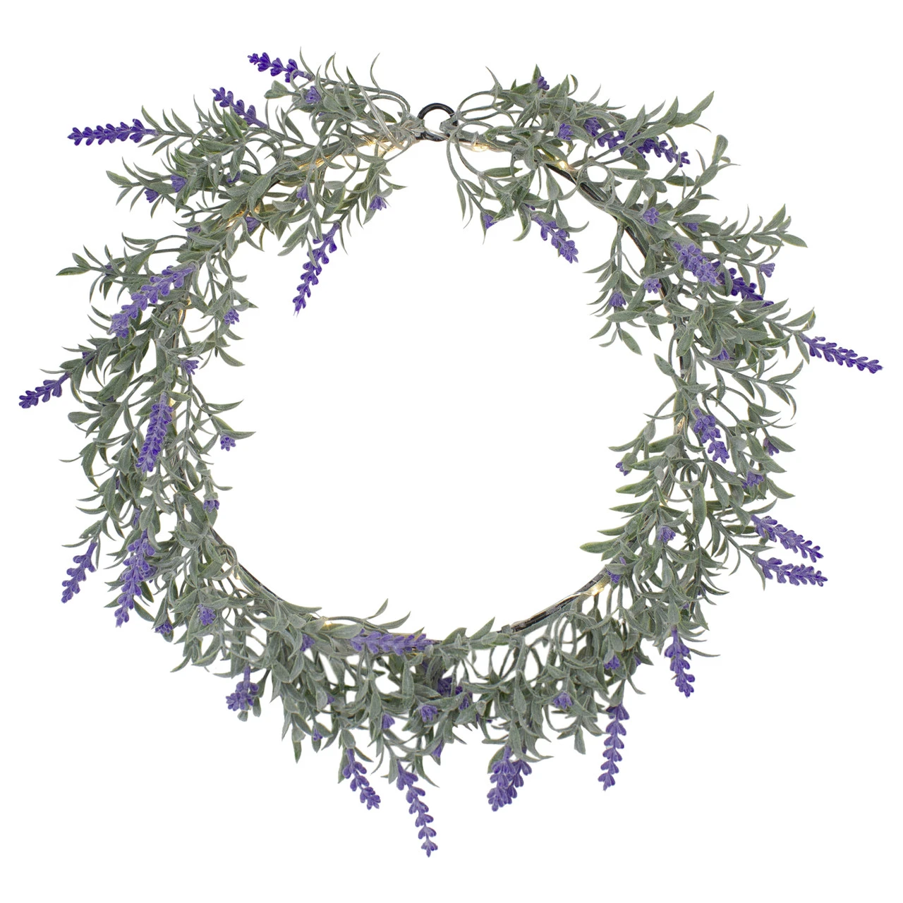 Artificial LED Lighted Lavender Spring Wreath- 16-inch, White Lights 1 Artificial LED Lighted Lavender Spring Wreath- 16-inch, White Lights