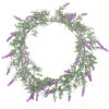 Artificial LED Lighted Pink Lavender Spring Wreath- 16-inch, White Lights