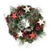 Apples, Stars And Pine Cones Frosted Artificial Christmas Wreath, 10-Inch, Unlit