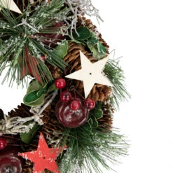 Apples, Stars And Pine Cones Frosted Artificial Christmas Wreath, 10-Inch, Unlit -Best Christmas Store northlight sh03927 2 37033.1672767380