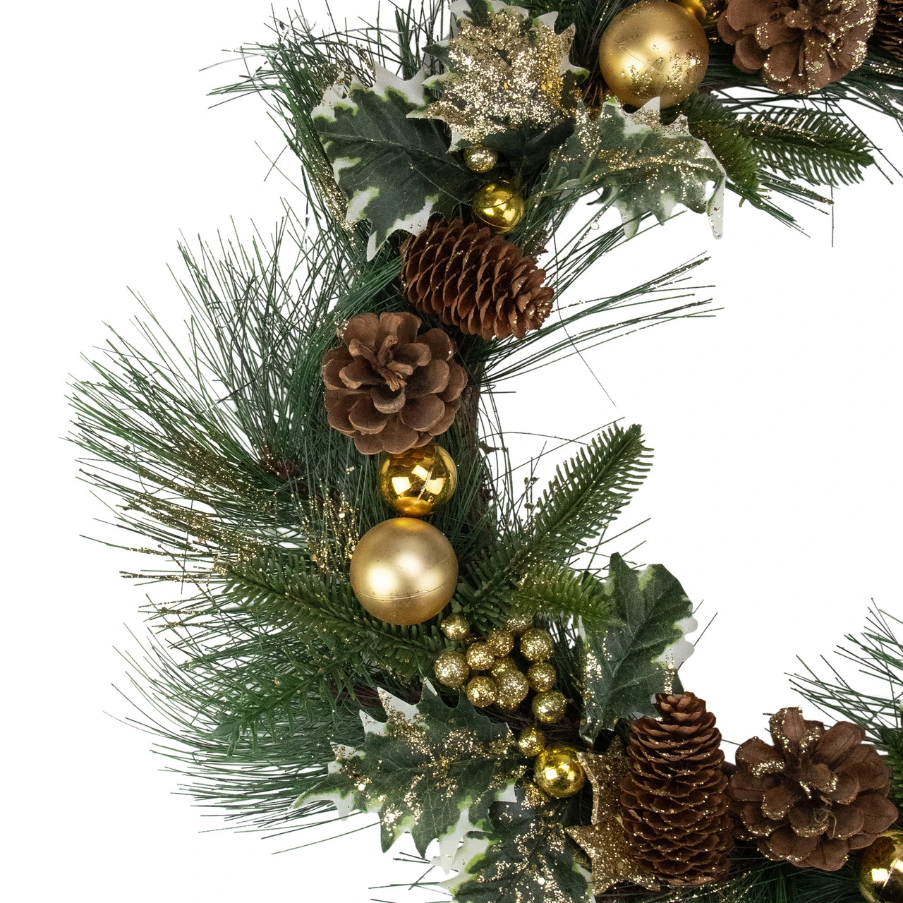 Long Needle Pine With Winter Foliage And Stars Christmas Wreath - 20-Inch, Unlit 3 Long Needle Pine With Winter Foliage And Stars Christmas Wreath - 20-Inch, Unlit - Image 3