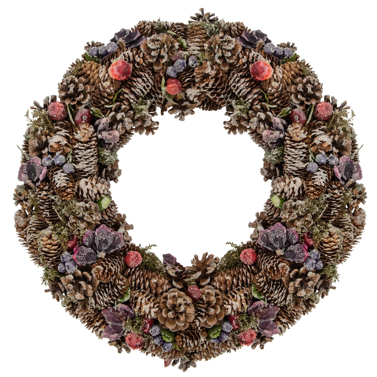 Sugared Purple Flowers And Pine Cones Artificial Christmas Wreath - 20-Inch, Unlit 1 Sugared Purple Flowers And Pine Cones Artificial Christmas Wreath - 20-Inch, Unlit