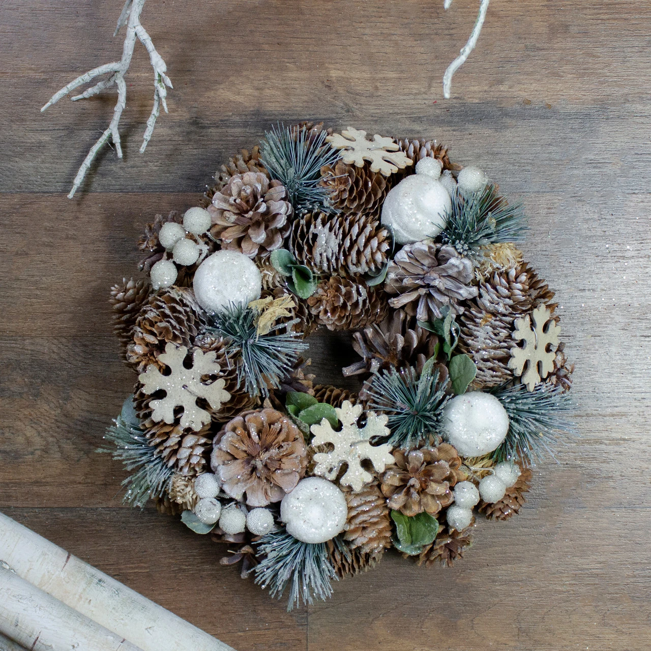 Frosted Glitter Pine Cone And Berries Artificial Christmas Wreath, 10.5-Inch, Unlit 2 Frosted Glitter Pine Cone And Berries Artificial Christmas Wreath, 10.5-Inch, Unlit - Image 2