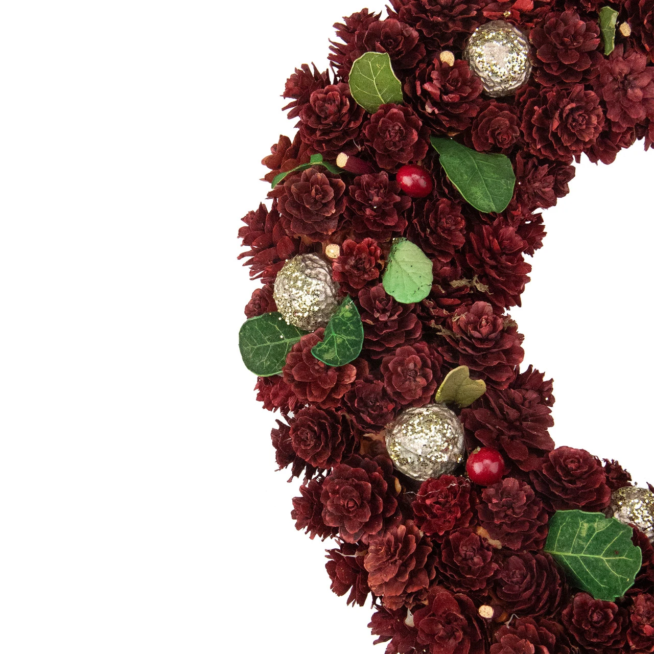 Red Pine Cone And Berry Artificial Christmas Wreath, 12-Inch, Unlit 3 Red Pine Cone And Berry Artificial Christmas Wreath, 12-Inch, Unlit - Image 3