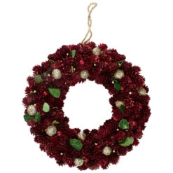 Red Pine Cone And Berry Artificial Christmas Wreath, 12-Inch, Unlit