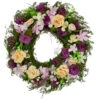 Purple And Green Floral, Berries And Twig Artificial Spring Floral Wreath, 14-Inch
