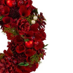 Red And Green Velvet Floral With Berries Christmas Wreath,12-Inch -Best Christmas Store northlight sh89564 2 updated 15063.1667519205