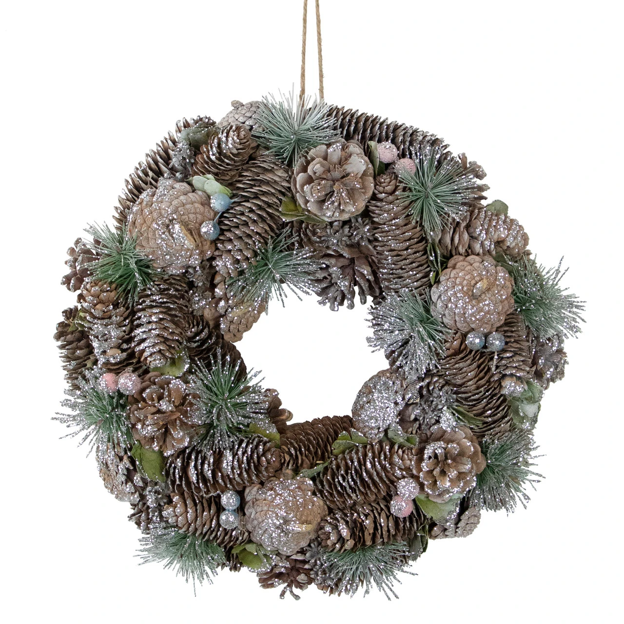 Glittered Pine Cones And Berries Artificial Christmas Wreath, 13-Inch, Unlit 1 Glittered Pine Cones And Berries Artificial Christmas Wreath, 13-Inch, Unlit