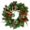 Green And Red "Welcome" Artificial Christmas Wreath - 12-Inch, Unlit