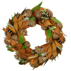Fall Foliage And Pine Cones Autumn Harvest Wreath, 12-Inch, Unlit