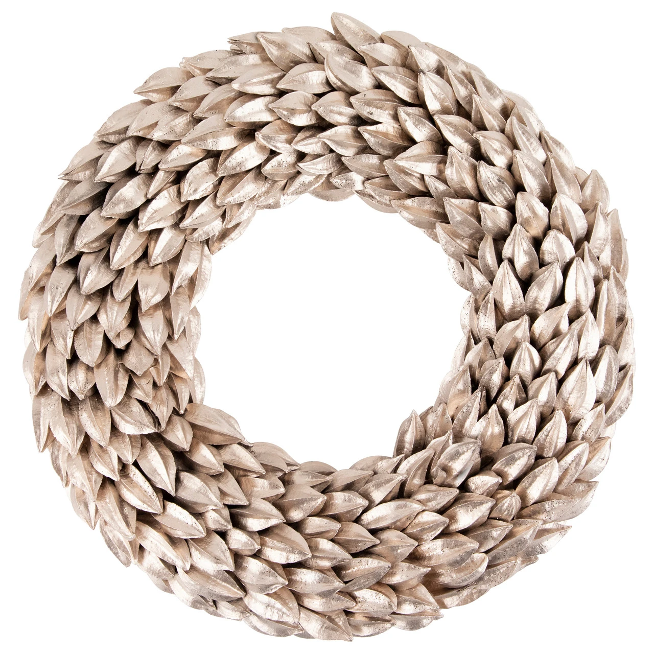 Champagne Gold Budding Leaves Glitter Christmas Wreath, 11.5-Inch, Unlit 1 Champagne Gold Budding Leaves Glitter Christmas Wreath, 11.5-Inch, Unlit