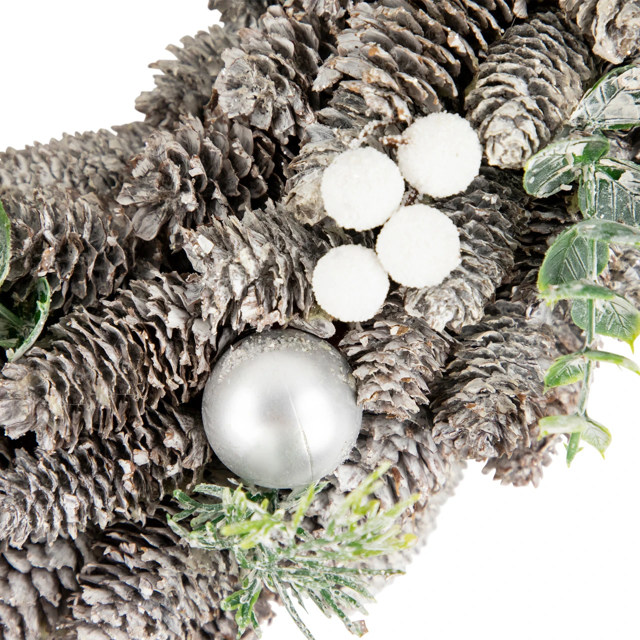 White Berry And Pinecone Foliage Christmas Ornament Wreath, 12.5-Inch, Unlit 3 White Berry And Pinecone Foliage Christmas Ornament Wreath, 12.5-Inch, Unlit - Image 3