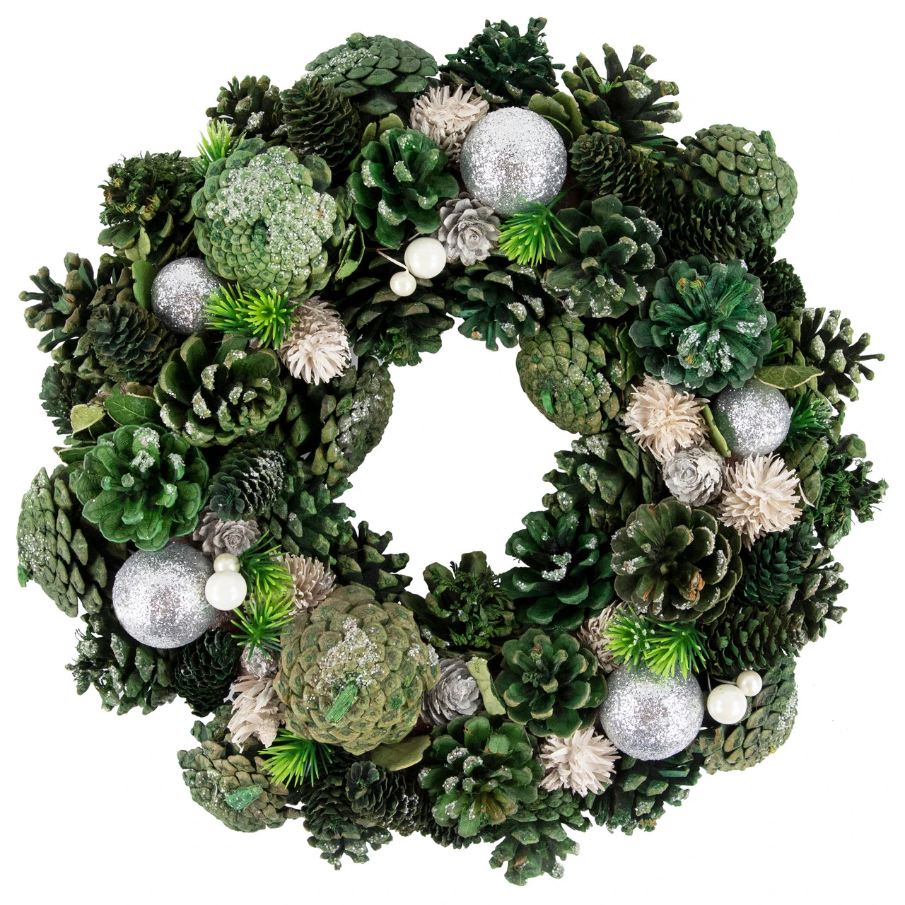 Green Pinecone And Foliage Artificial Christmas Wreath, 14-Inch, Unlit 3 Green Pinecone And Foliage Artificial Christmas Wreath, 14-Inch, Unlit - Image 3