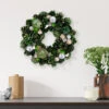 Green Pinecone And Foliage Artificial Christmas Wreath, 14-Inch, Unlit