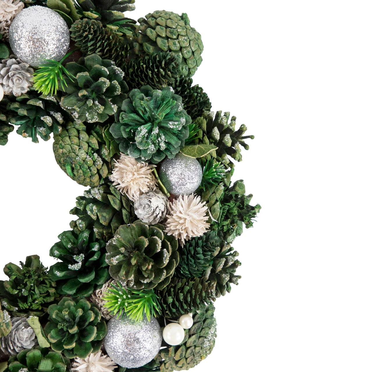Green Pinecone And Foliage Artificial Christmas Wreath, 14-Inch, Unlit 2 Green Pinecone And Foliage Artificial Christmas Wreath, 14-Inch, Unlit - Image 2